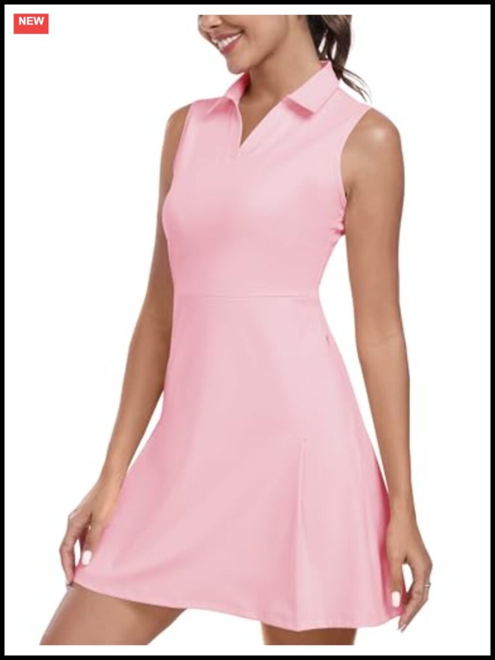 Women's Sleeveless Polo Tennis Dress with Pockets Active Golf Workout Dress